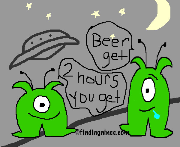 Aliens tell me I get 2 hours and want beer